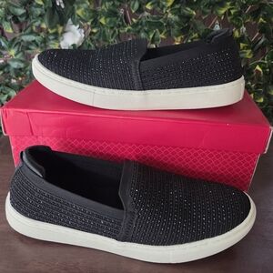 Sparkly Black Rhinestone Slip On Sneakers Kelly & Katie Evadie Size 8 New In Box
